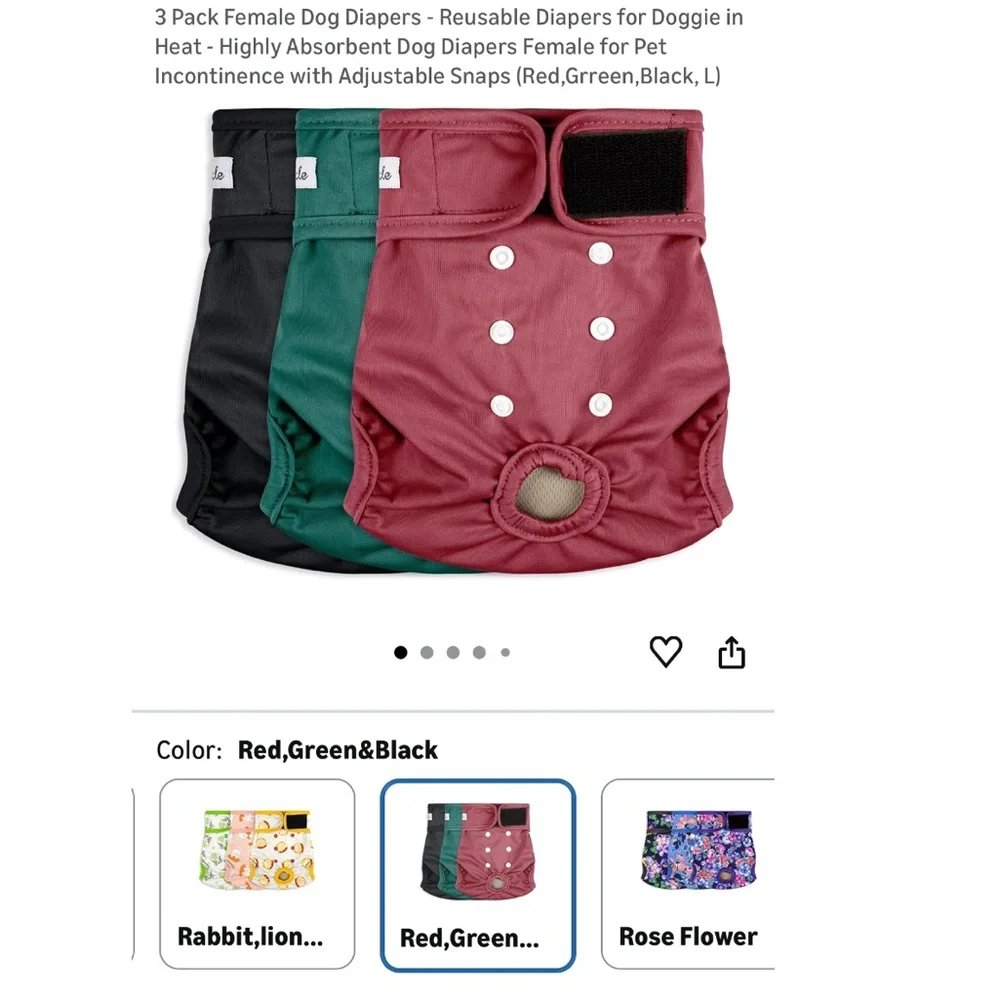Green and Red Dog Cloth Diaper Set